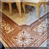 DR01. Hand tufted ivory and gold wool rug. Approx. 8' x 11'